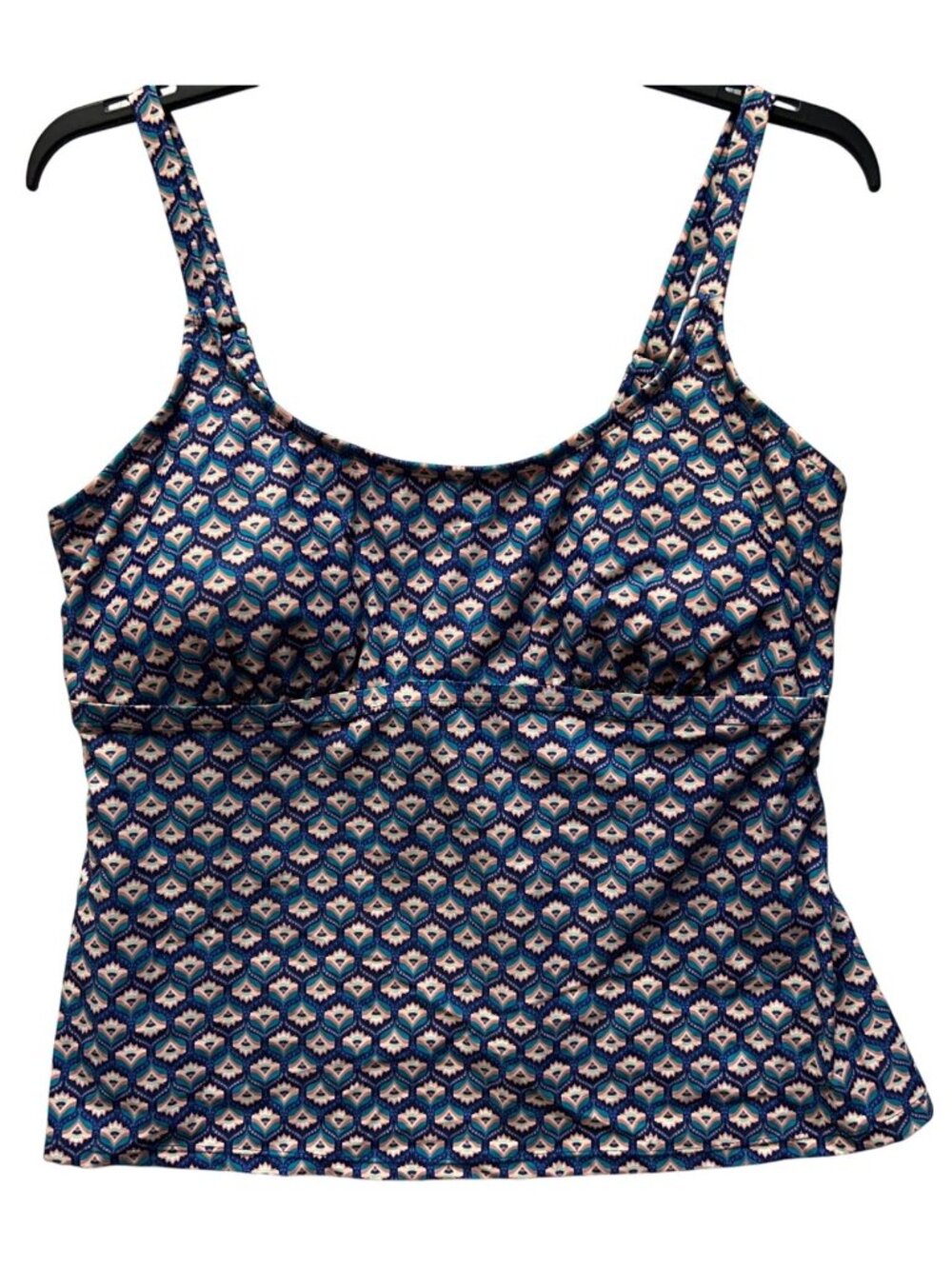 Mynah Size 20W Tankini TOP ONLY With Adjustable Straps Built-In Bra Blue & Pink